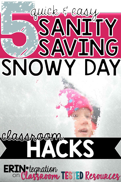 Snow Day Classroom Hacks - Quick and easy ways to infuse your classroom with fun & keep students focused on those chilly winter days that should have been a snow day!  