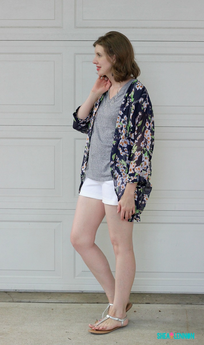 shorts and kimono outfit