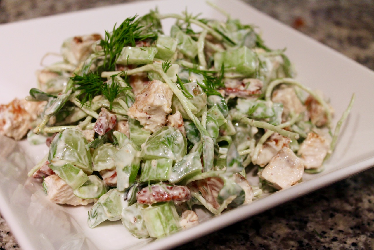 Cook In / Dine Out Pecan, Grape and Chicken Salad with Microgreens