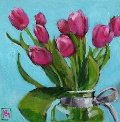acrylic paintings painting spring heart tulips oil macdonald kelley 6x6 inch