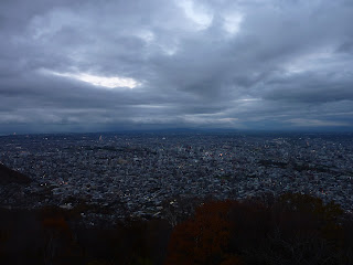 Sapporo city as seen from Mt Moiwa during twilight following sunset