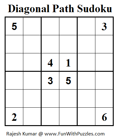 Diagonal Path Sudoku (Mini Sudoku Series #54)