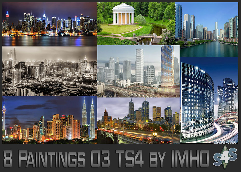 Paintings, TS4, imho, sims 4, night, city