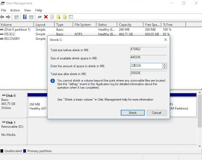 Shrink Di Windows 10 Dengan Disk Management