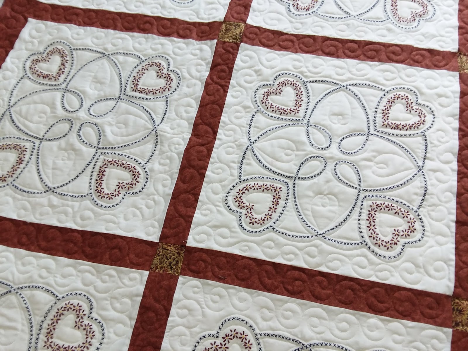 Down To Sew Embroidered Hearts Quilt blocks