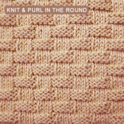 [Knit and Purl in the round] Textured Basketweave Stitch