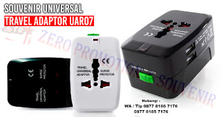 Barang Promosi Dual Port USB Travel Adapter UAR07 , Barang Promosi Universal Adaptor, Barang Merchandise Souvenir Promosi Travel Adaptor