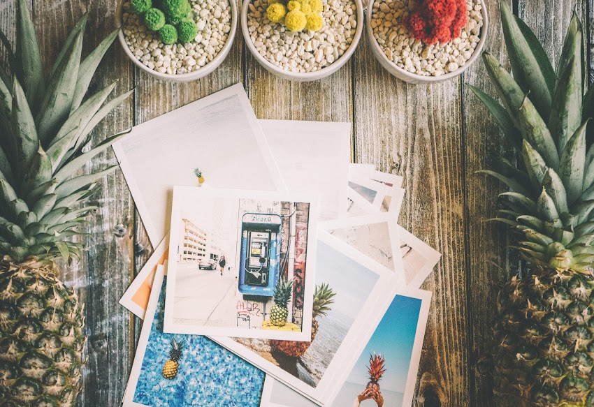 Photo Papers And Pineapple Fruit Photo Papers And Pineapple Fruit
