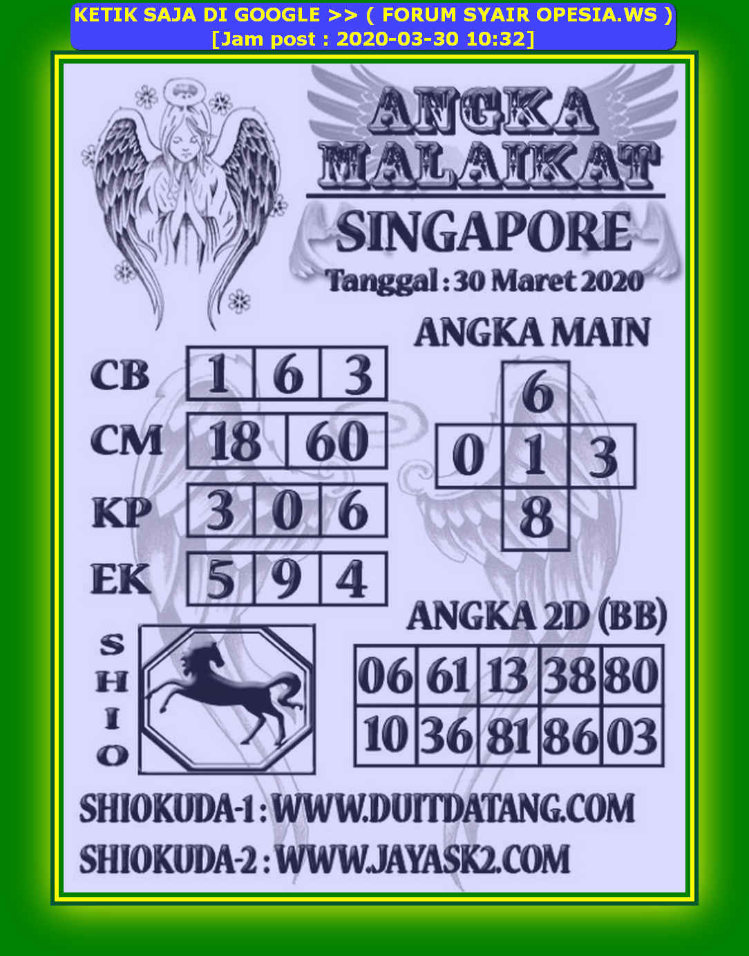 Kode Syair Singapore 30 Maret 2020 Forum Syair Togel Hongkong Singapura Sydney