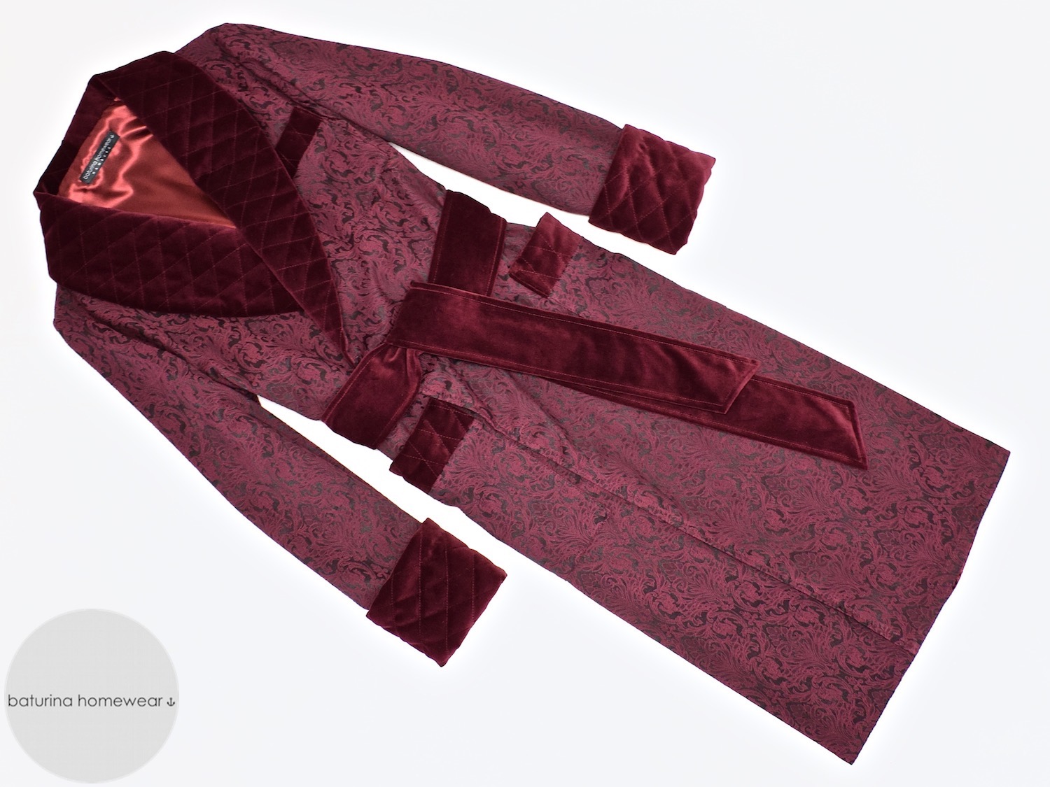 Men's Paisley Silk Dressing Gown in Red, Gold and Black