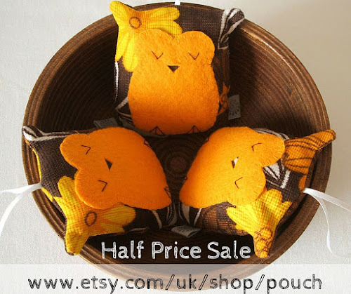 I'm having a sale! Save 50% on all my vintage fabric peg bags, lavender sachet owls and rabbits