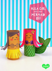 toilet roll mermaid and hula girl craft- super fun summer crafts for kids