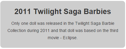 2011 Twilight Saga Barbie Dolls