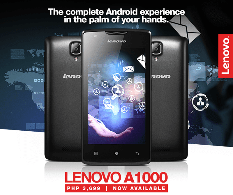 Lenovo A1000 Announced! 4 Inch Quad Core Lollipop Handset Priced At 3699 Pesos!