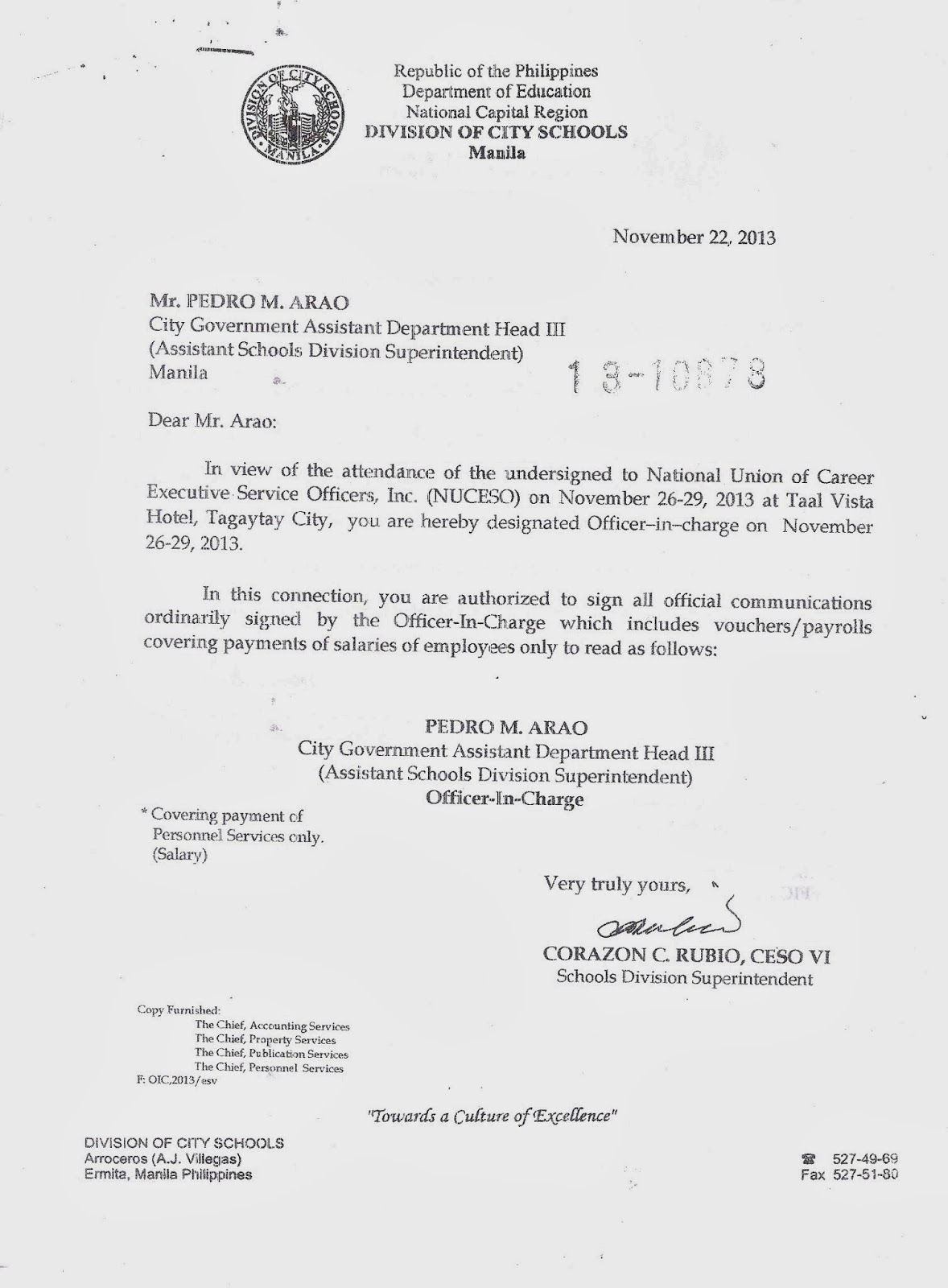 Department of Education Manila Division Memorandum No. 694