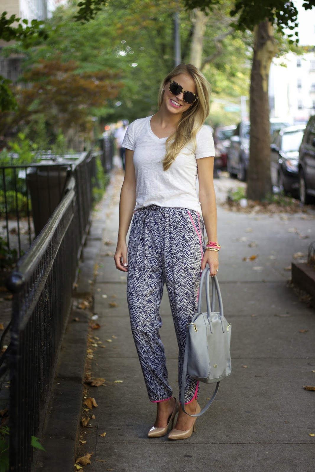 ellelauri, track pants, weekend chic, day to night outfit