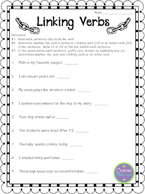 Help students understand the function of linking verbs with this anchor chart. Then give your students an opportunity to practice with this FREE worksheet!