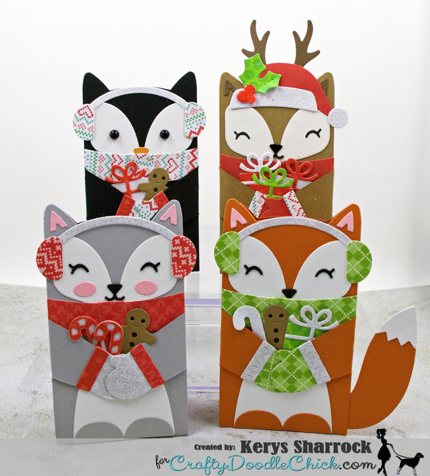 Scrappin'n'Happy Christmas Woodland Critter Hugger Gift Cards