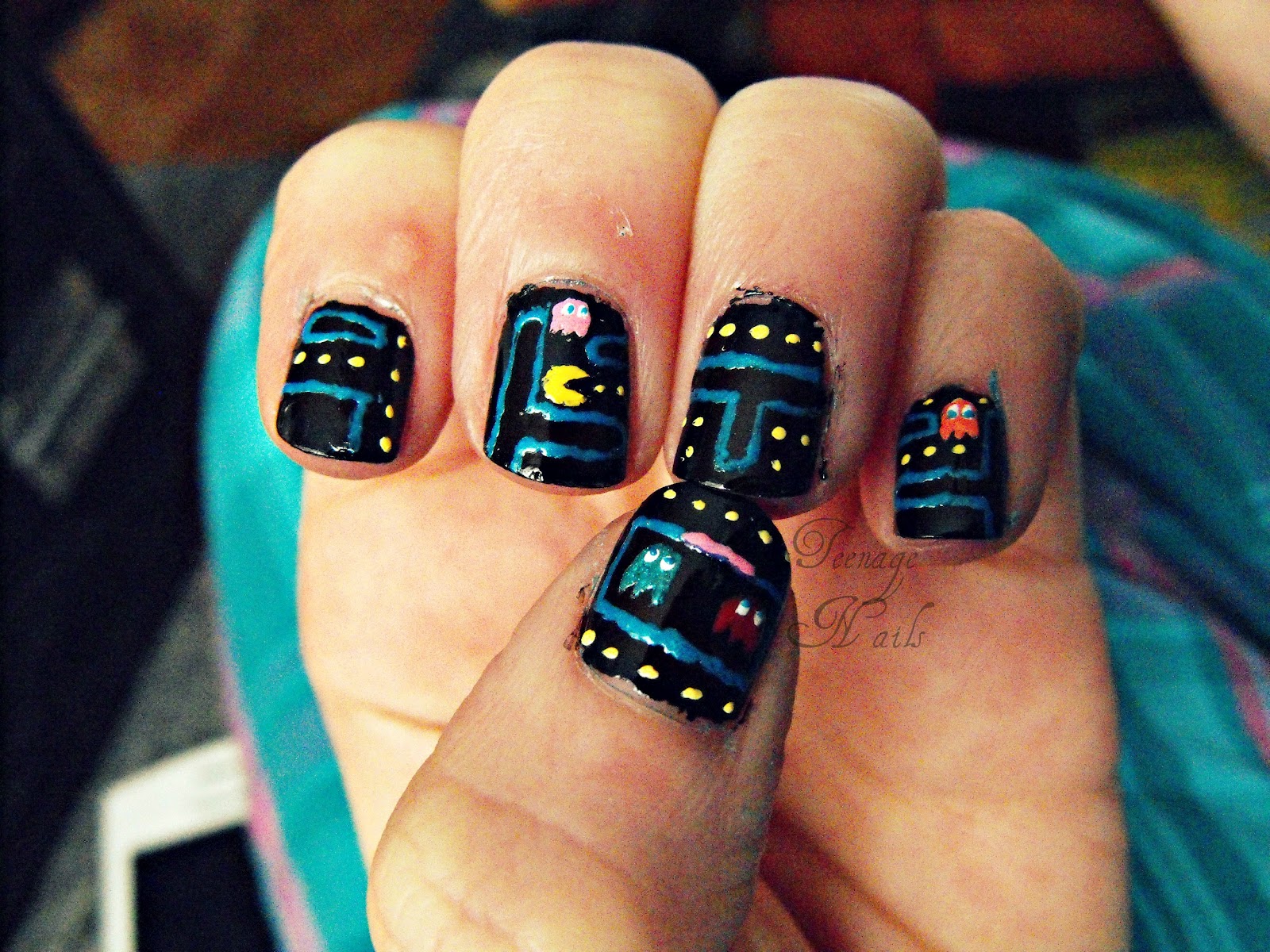 Day to Day Nails Gamer Nails Pac Man and Space Invaders
