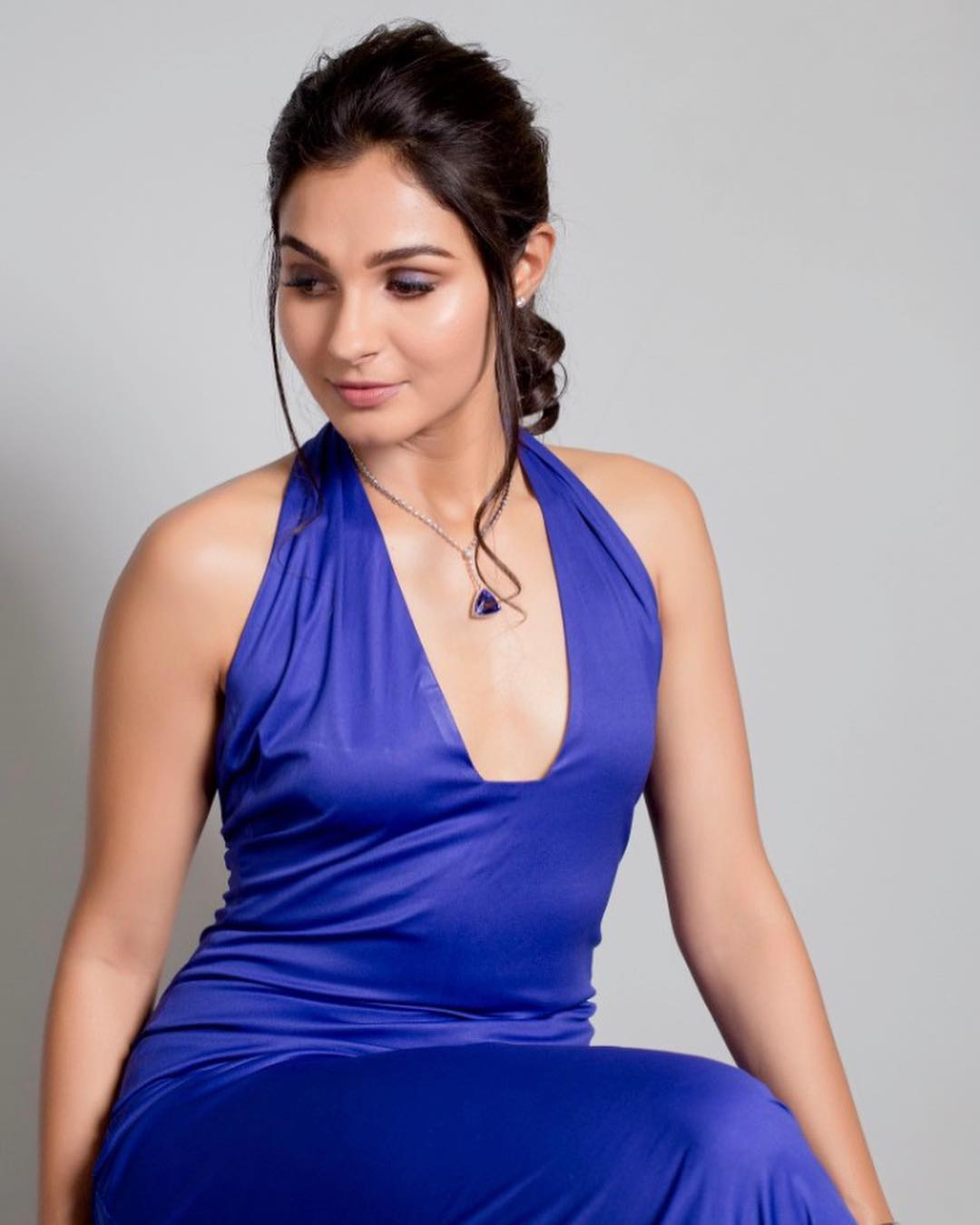 andrea jeremiah glamour photoshoot blue outfit stills andrea jeremiah glamour photoshoot blue outfit stills