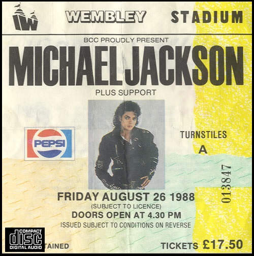 Reliquary Michael Jackson 1988 08 26 Bad World Tour Wembley