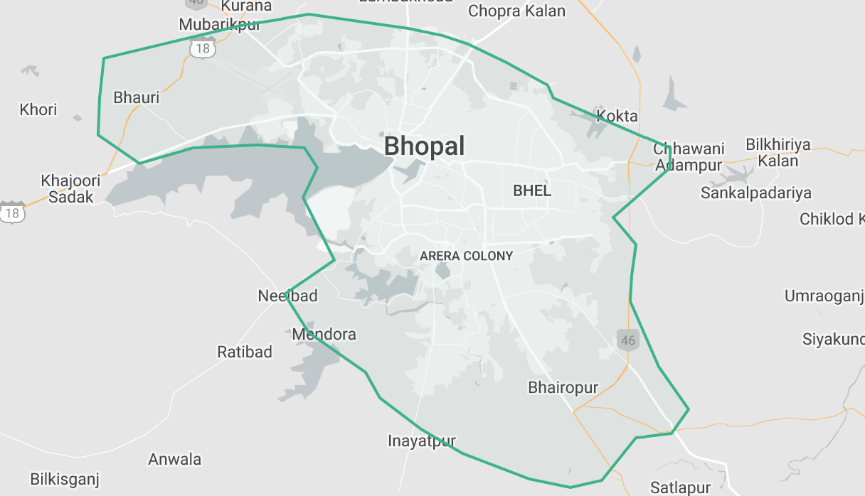 Uber Bhopal City Coverage Area