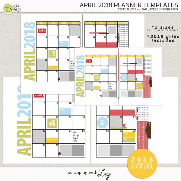 Everyday Templates 4 and April Planner Templates / Scrapping with Liz