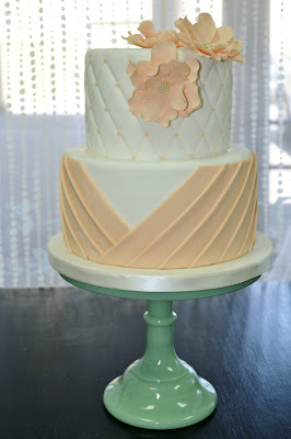 Sweet Cakes by Rebecca - peach and white wedding cake
