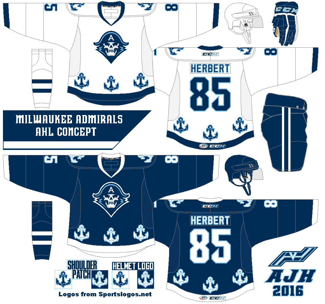 Milwaukee Admirals Jersey Logo History  Sports logo design, Football logo  design, Milwaukee admirals