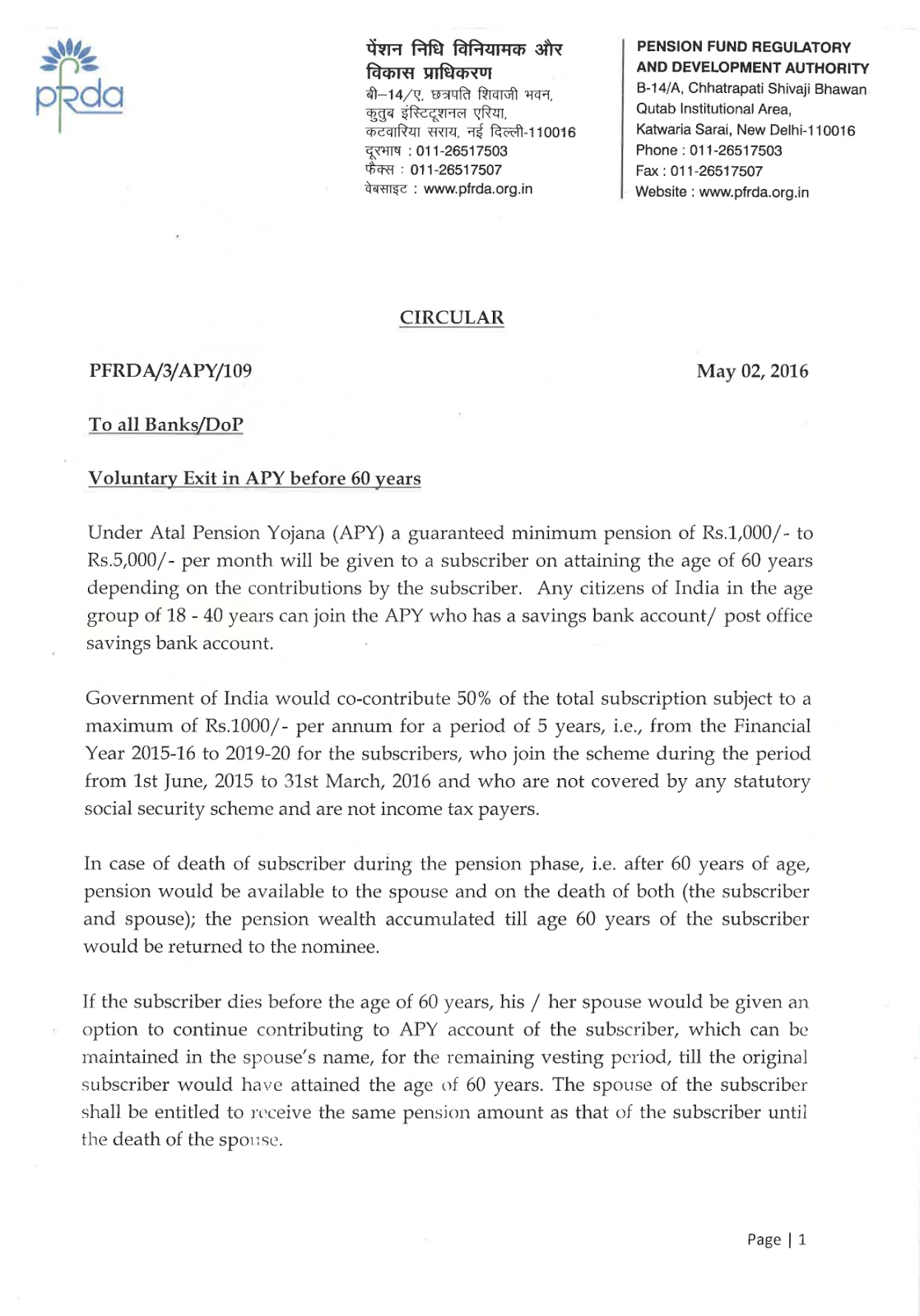 Procedure Voluntary Exit From APY Before 60 Years