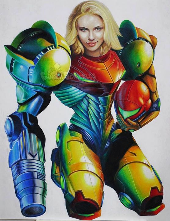 10-Scarlett-Johansson-as-Samus-from-Metroid-Burch-Scribbles-Photo-Realistic-Drawings-of-Celebrities-and-Friends
