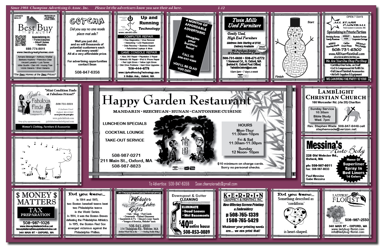 CHAMPION ADVERTISING & ASSOCIATES INC. HAPPY GARDEN RESTAURANT