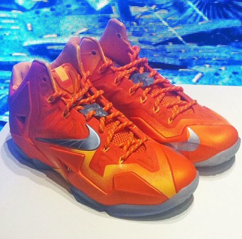 THE SNEAKER ADDICT: Nike Lebron 11 XI Orange/Silver Sneaker (Images)