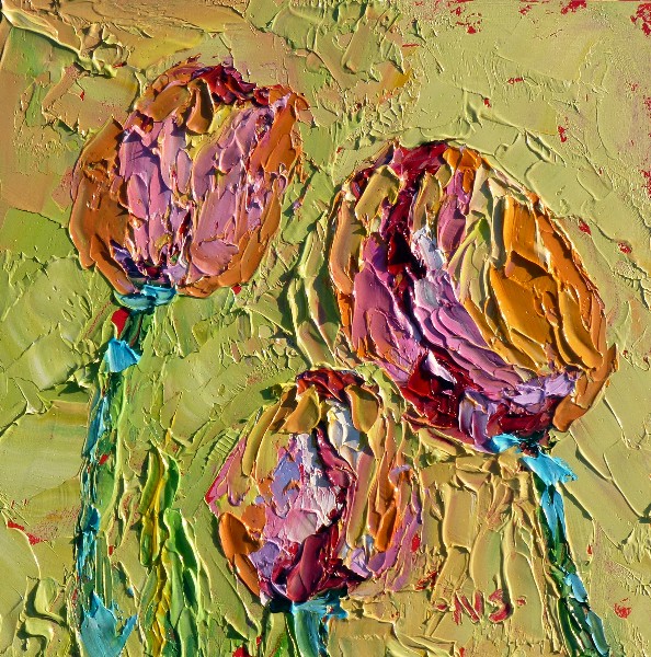 Nancy Standlee Fine Art Spring Tulips 13016, Tulip Oil Palette Knife