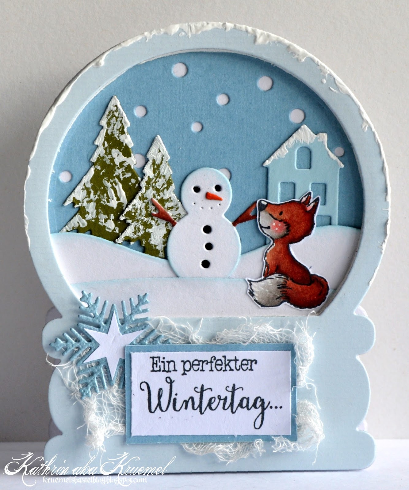 Kulricke Dies and Clearstamps: Eine winterliche Schneekugel-Karte