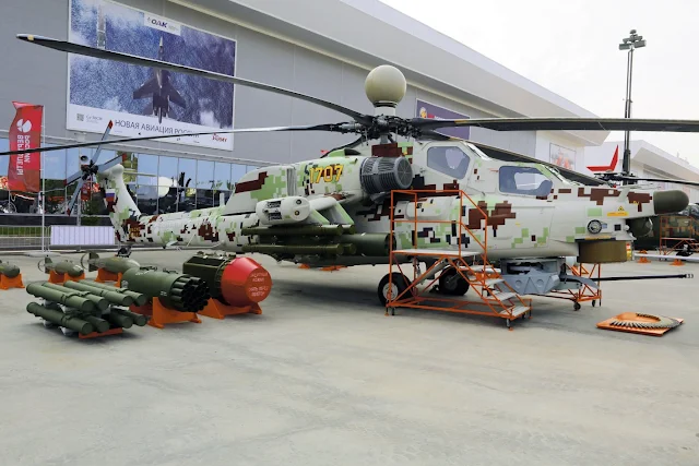 Image Attribute:  An upgraded variant of the Mi-28NE Night Hunter combat helicopter at the Army 2018 defense show in Kubinka near Moscow. / Source: Dr. Nikolai Novichkov