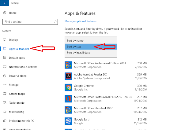 How to Know which App Taking More Space in Windows 10 PC,apps space in windows,software space,size check,sort by size,hard drive space,big software,how to get space,check apps software memory,reduce app size,reduce software size,apps data size,Apps & features,modify apps,uninstall apps,reset apps,repair,app not working,how to check,how to know,apps size,app size in mb,get free space,how to make free space,system apps,windows software Check the app’s space size in windows PC  Click here for more detail..