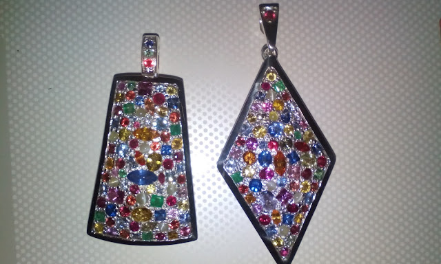 Handmade silver Jewelry with multi color sapphire gem stones