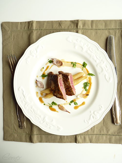 Almond Corner Beef Entrecote with Glazed Salsify, HorseradishCep
