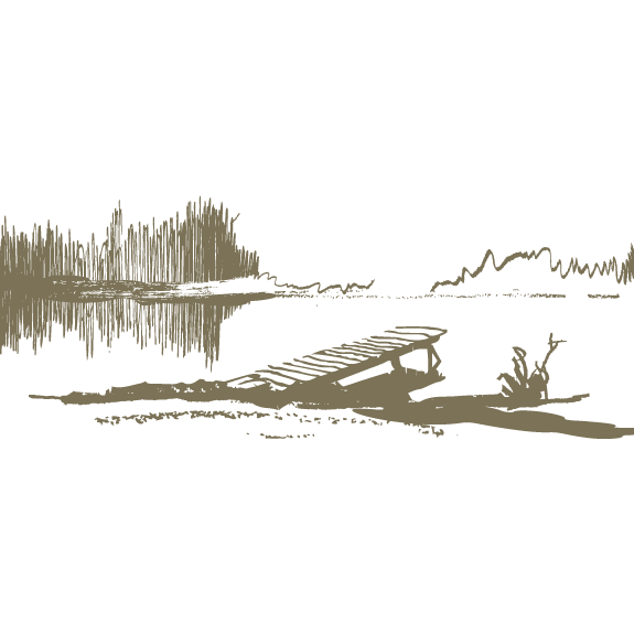 Boceto de lago y muelle - Vector