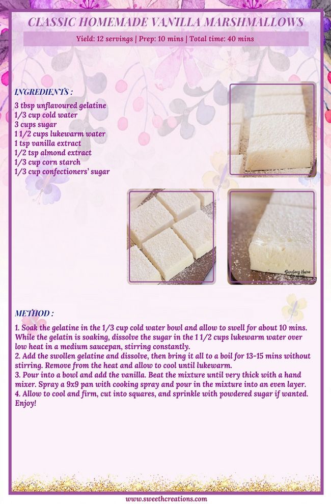 These gluten-free vanilla marshmallows are easy and simple to make and are sweet and fluffy. #sweetnesshavencreations #homemade #dessert #dessertrecipes #bestdessertrecipes  #marshmallow