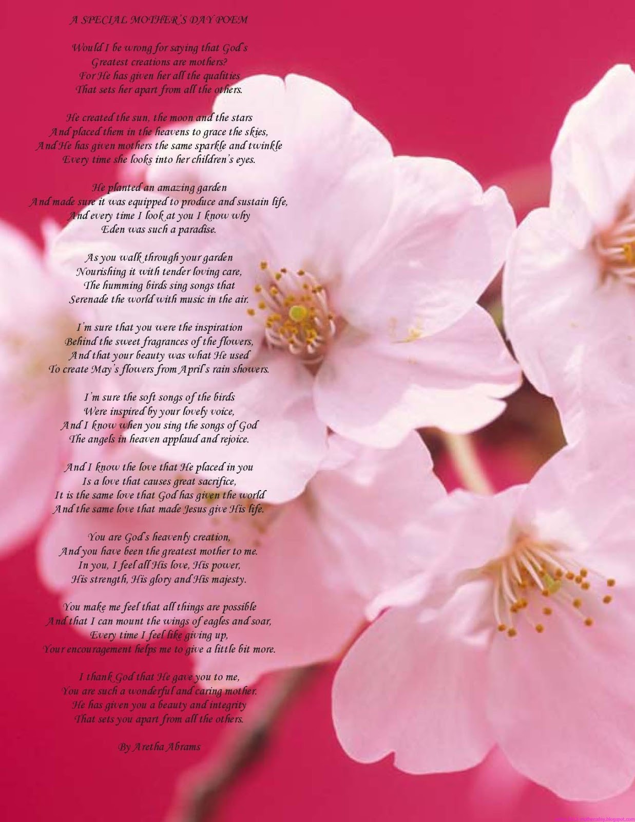 Printable Mothers Day Poem