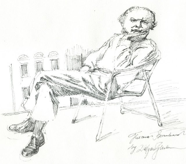 Thomas Bernhard, Federzeichnung, Zeichnung, Literatur, Österreich, Heldenplatz, Peymann