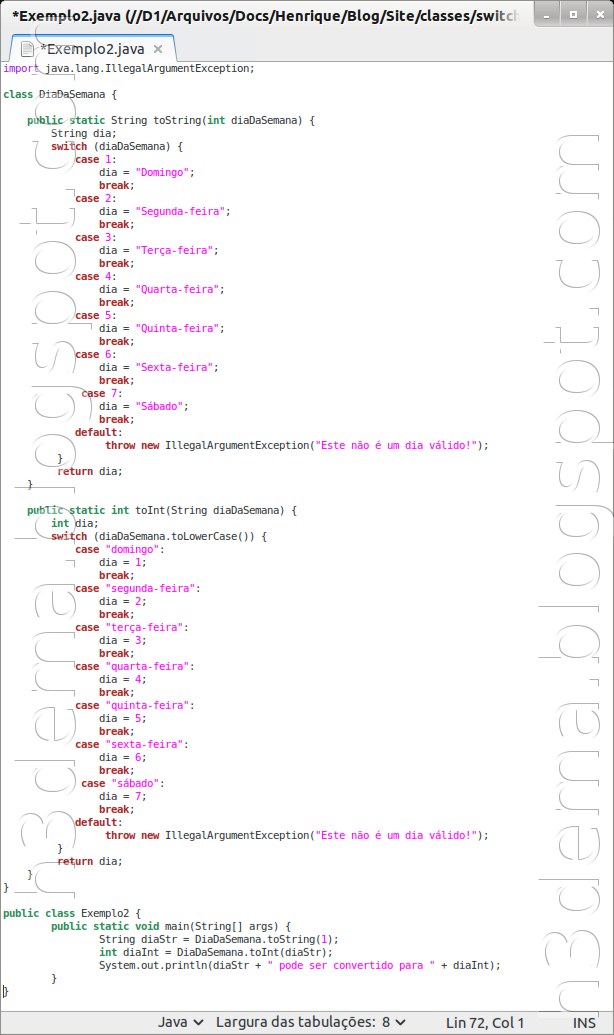 Pão de queijo com Java: Usando switch...case