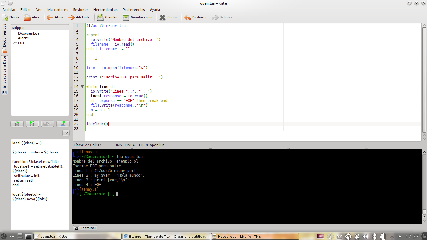 Abrir y escribir en archivos con lua (IO Library) Tiempo de Tux