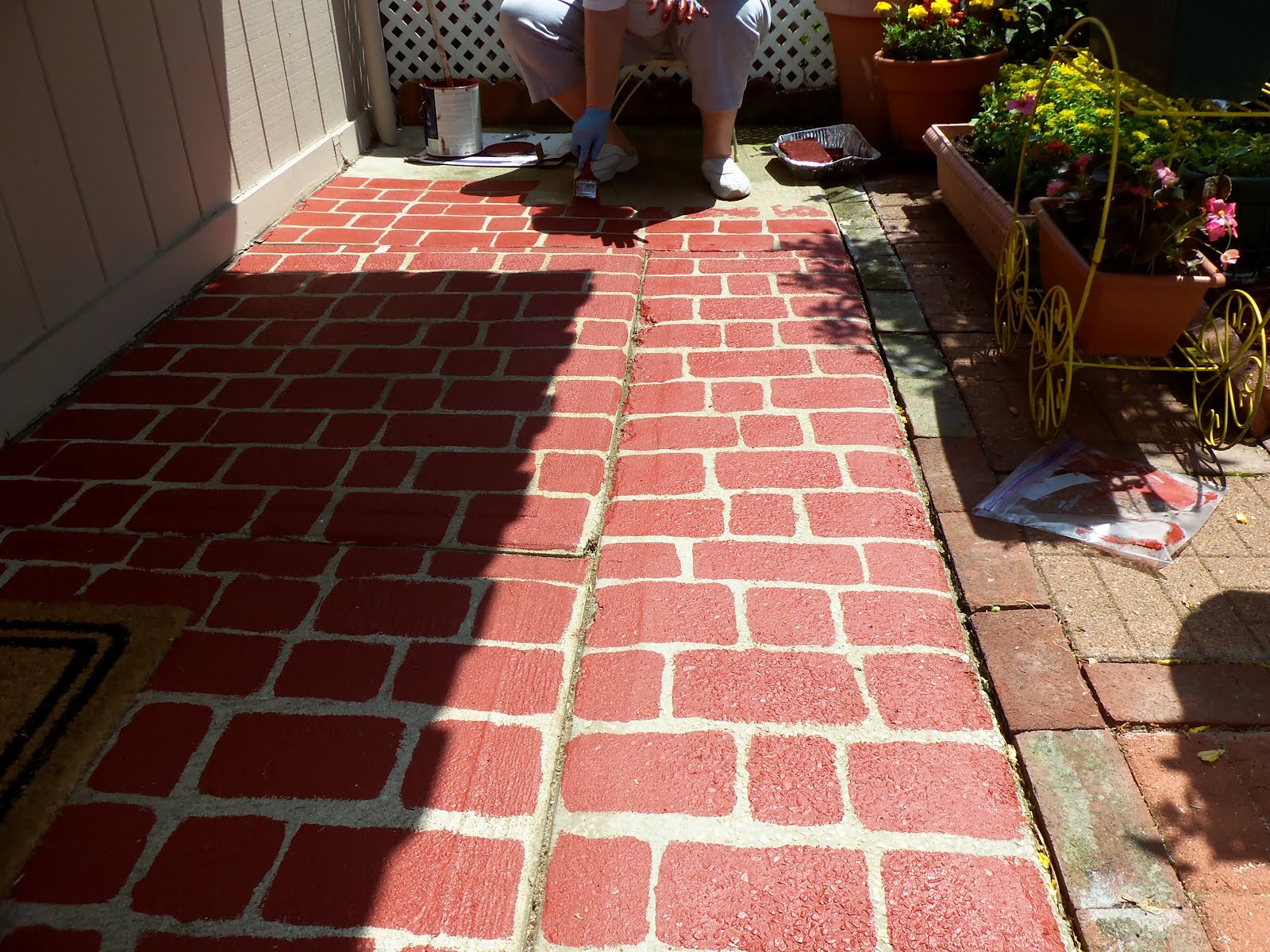 DEBBIE-DABBLE BLOG: FAUX BRICK on CONCRETE PATIO FLOOR