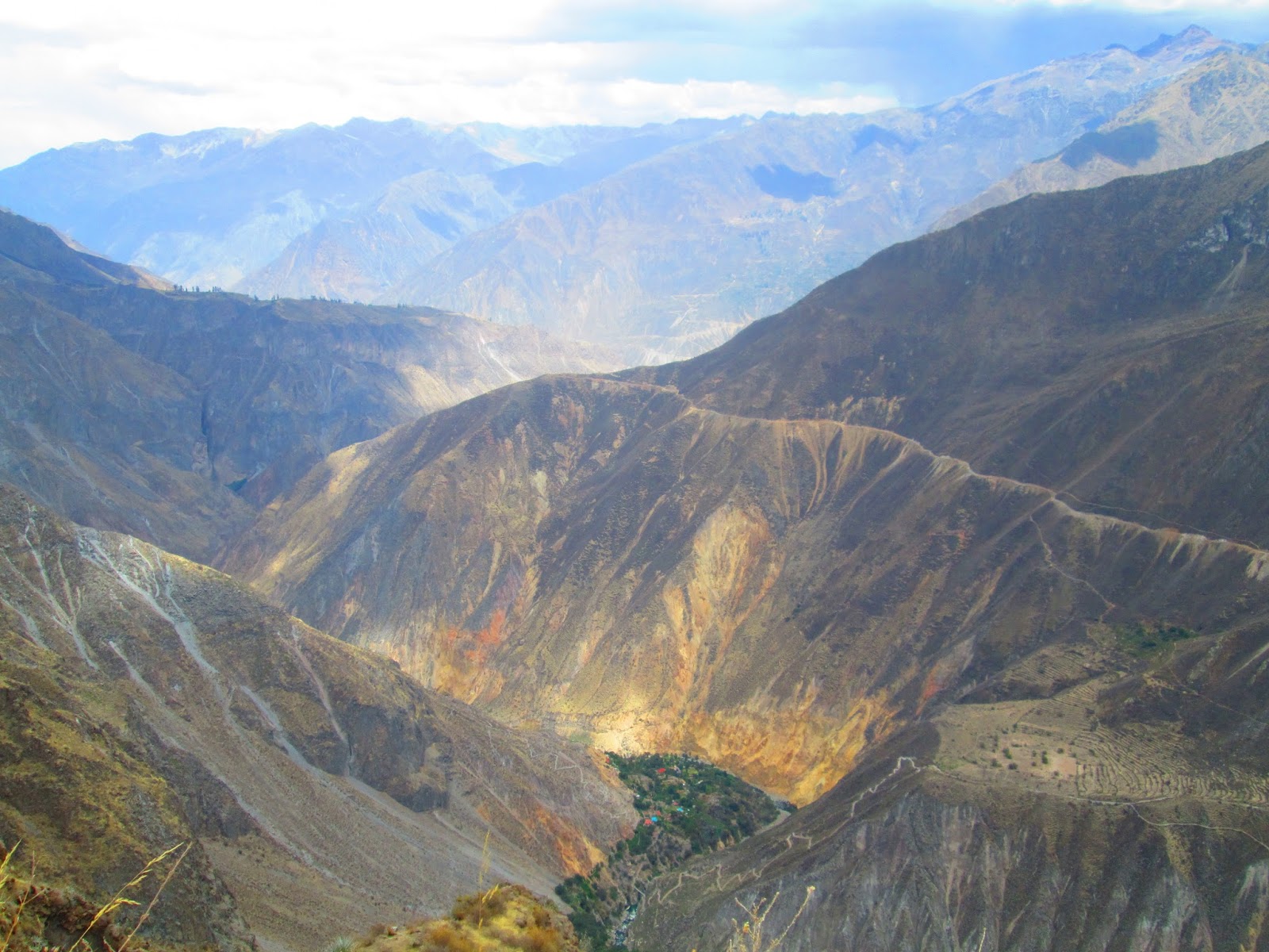 Cañón del Colca con el oasis de fondo Cañón del Colca con el oasis de fondo