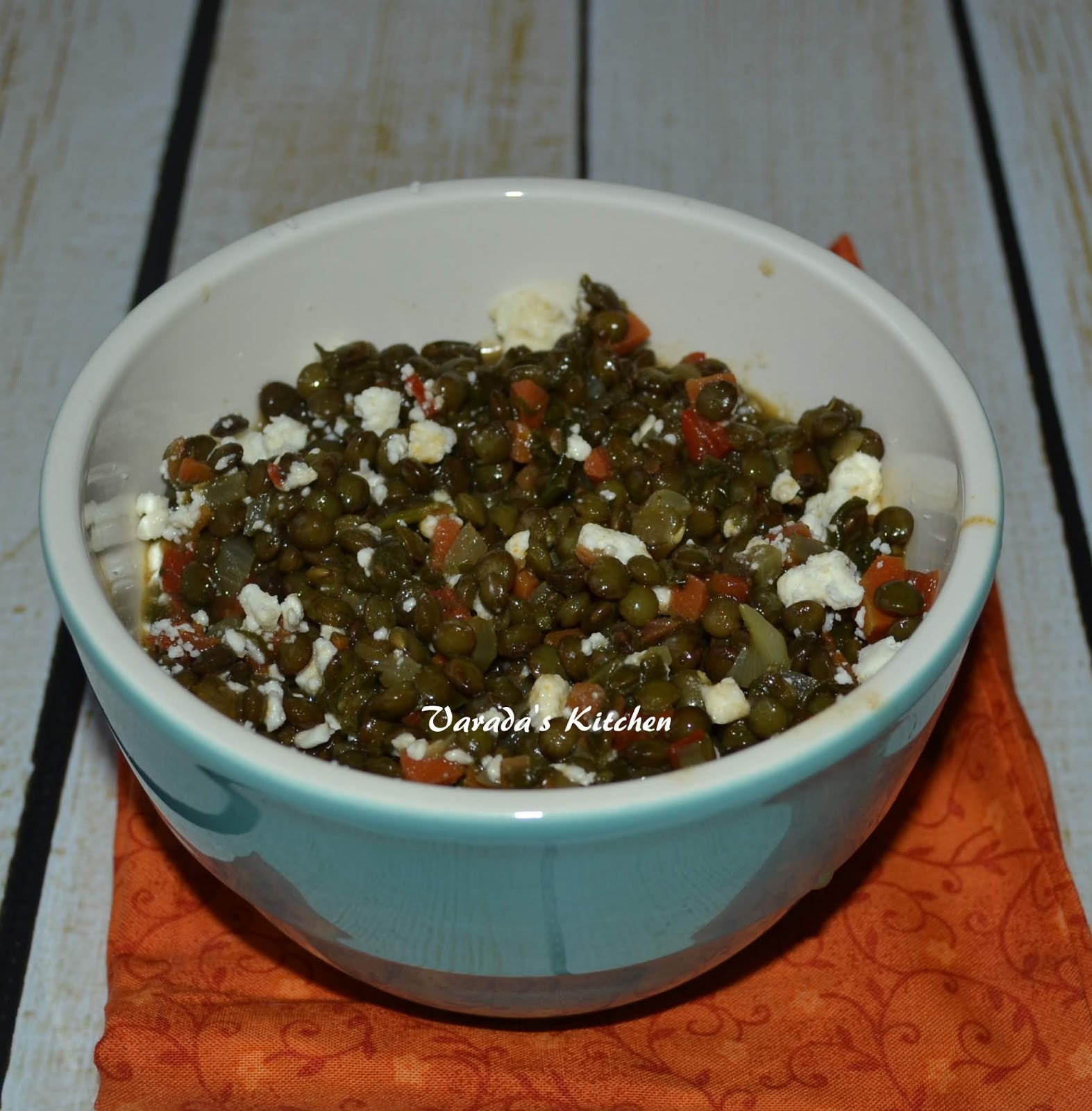 Green Lentils with Mixed Vegetables and Feta