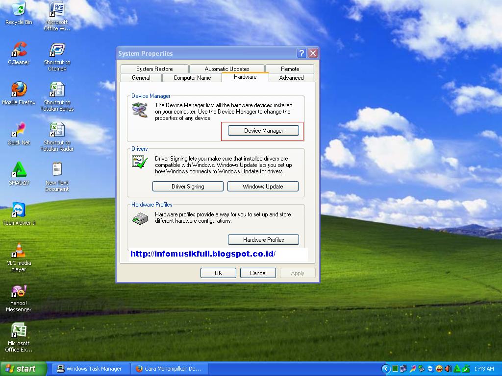 Cara Menampilkan Device Manager pada Windows XP INFO MUSIK