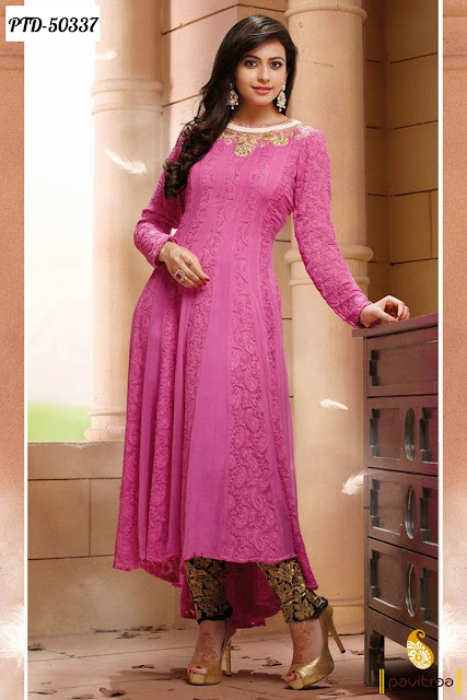 Wedding and New Year Rakul Preet Singh pink Indian anarkali salwar suit online shopping with discount offer at pavitraa.in